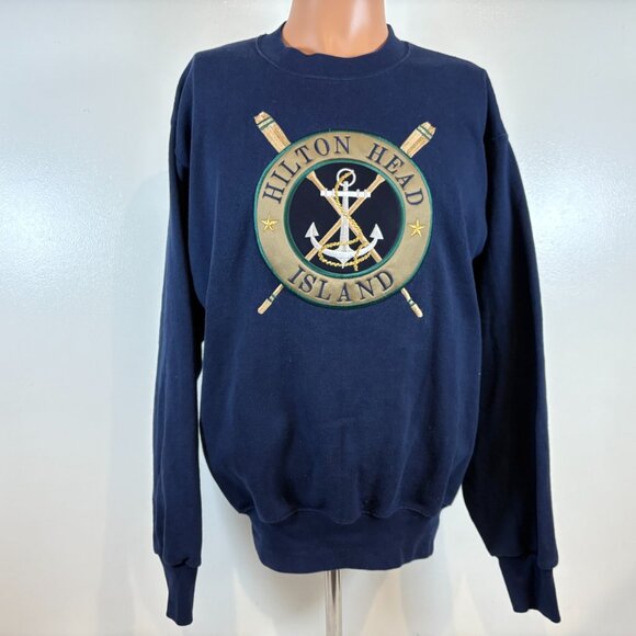 Vintage Hilton Head Island Sweatshirt Mens M Crewneck South Carolina USA 90s - Picture 2 of 5